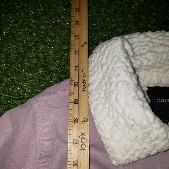 Forever 21 Lavender Purple Sherpa Jacket High Collar w/Pockets Size S H1 - Picture 5 of 7